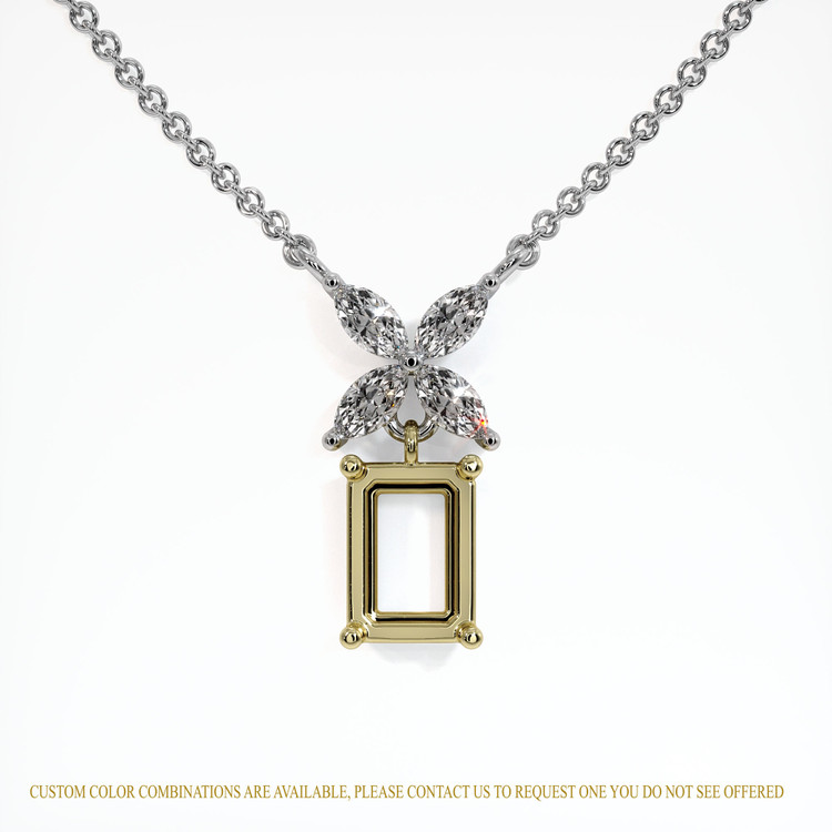 14K Yellow & White Accent Stones Pendant Setting