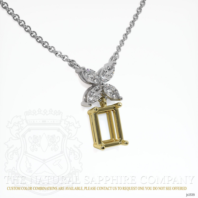 14K Yellow & White Accent Stones Pendant Setting