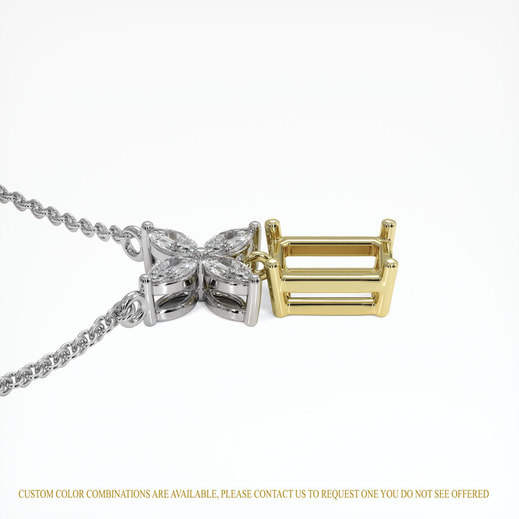 14K Yellow & White Accent Stones Pendant Setting