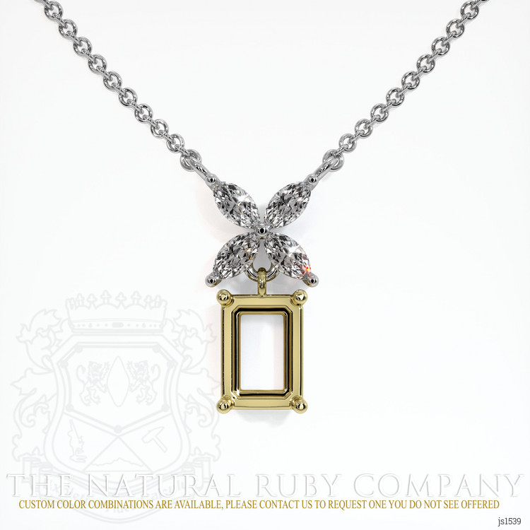 18K Yellow & White Accent Stones Pendant Setting