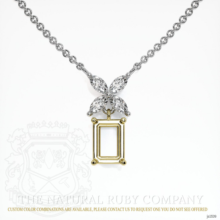 18K Yellow & White Accent Stones Pendant Setting