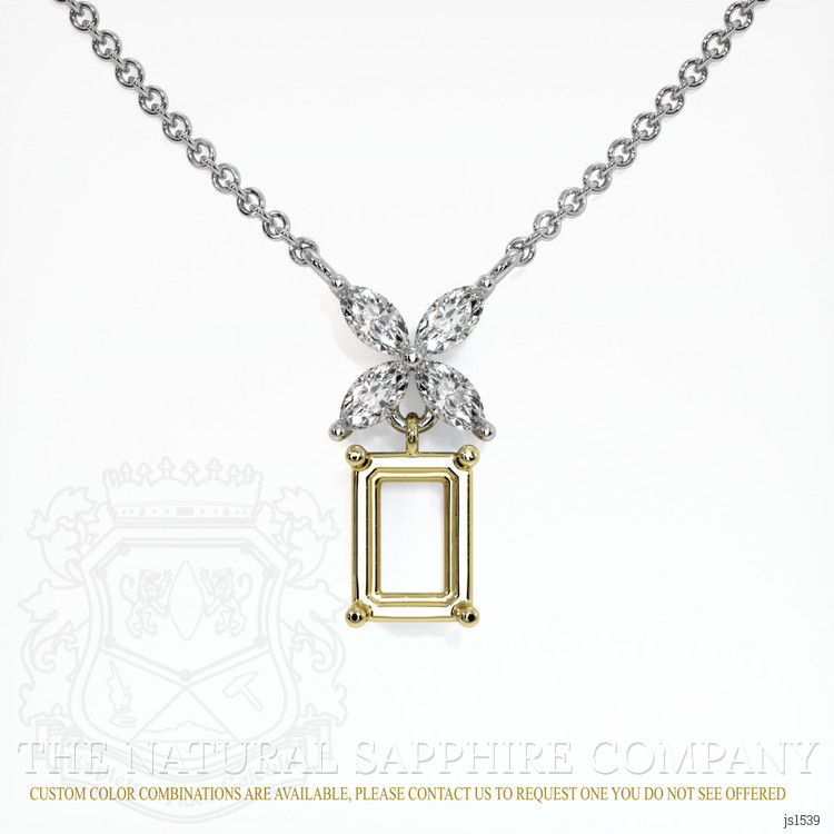 18K Yellow & White Accent Stones Pendant Setting