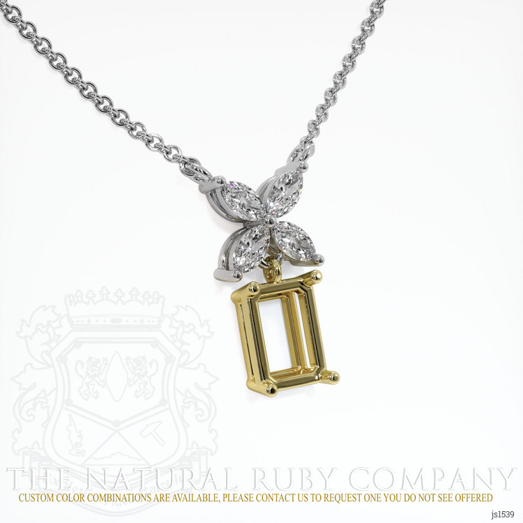 18K Yellow & White Accent Stones Pendant Setting