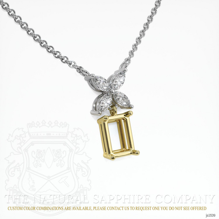 18K Yellow & White Accent Stones Pendant Setting