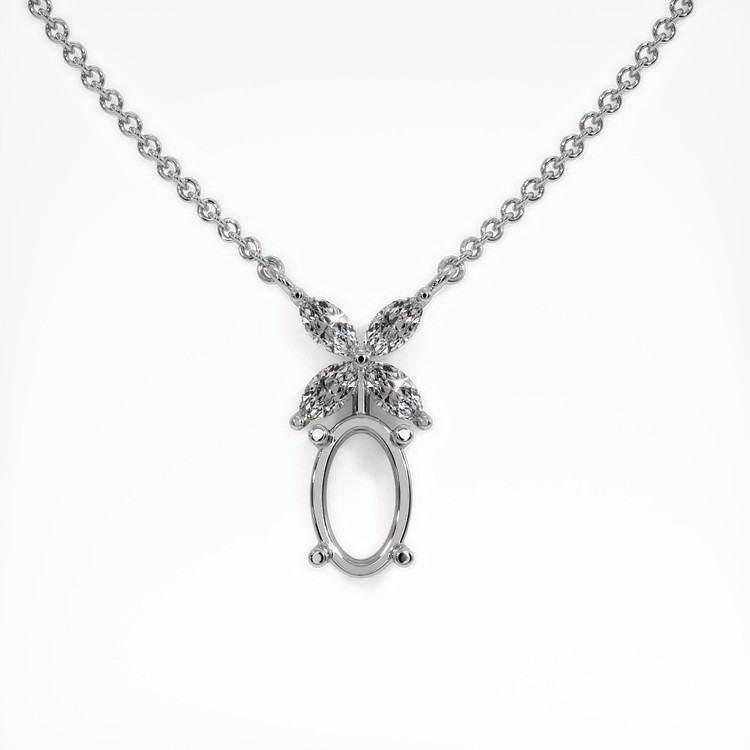 14K White Gold Accent Stones Pendant Setting