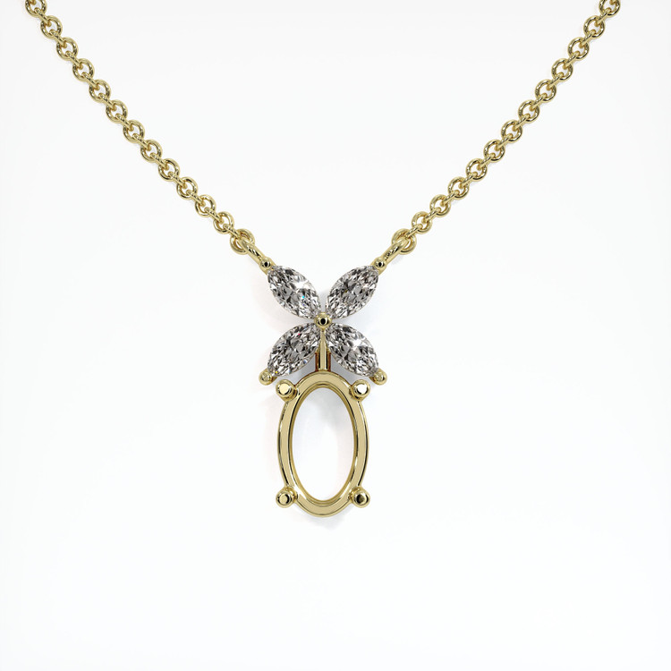 14K Yellow Gold Accent Stones Pendant Setting