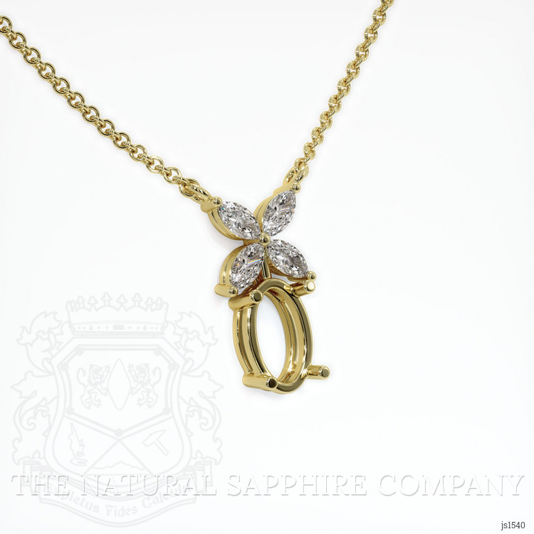 18K Yellow Gold Accent Stones Pendant Setting