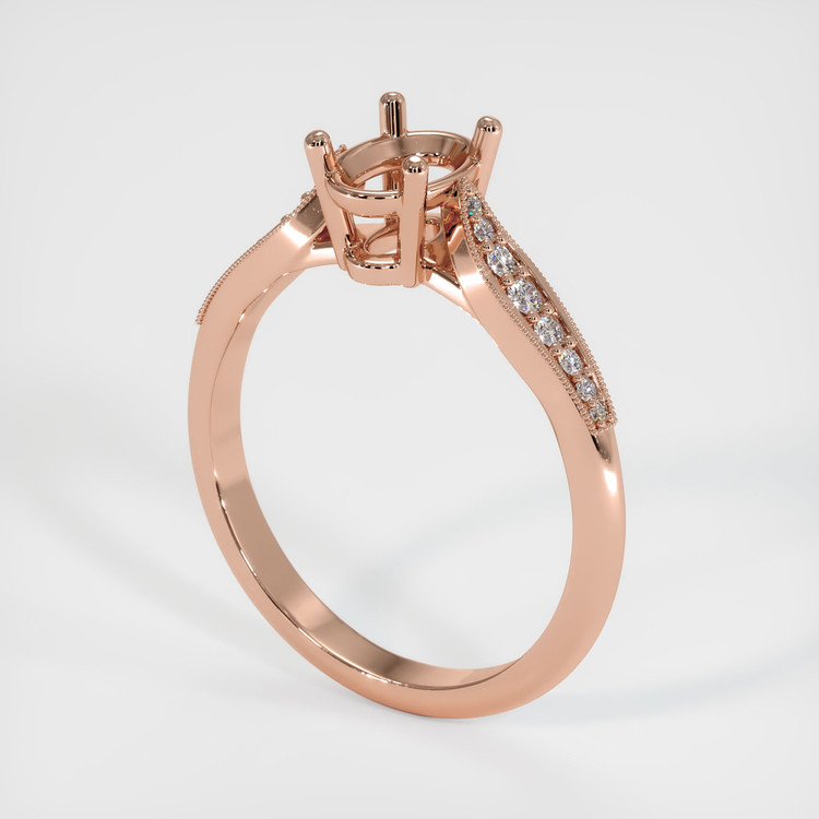 14K Rose Gold Pave Ring Setting