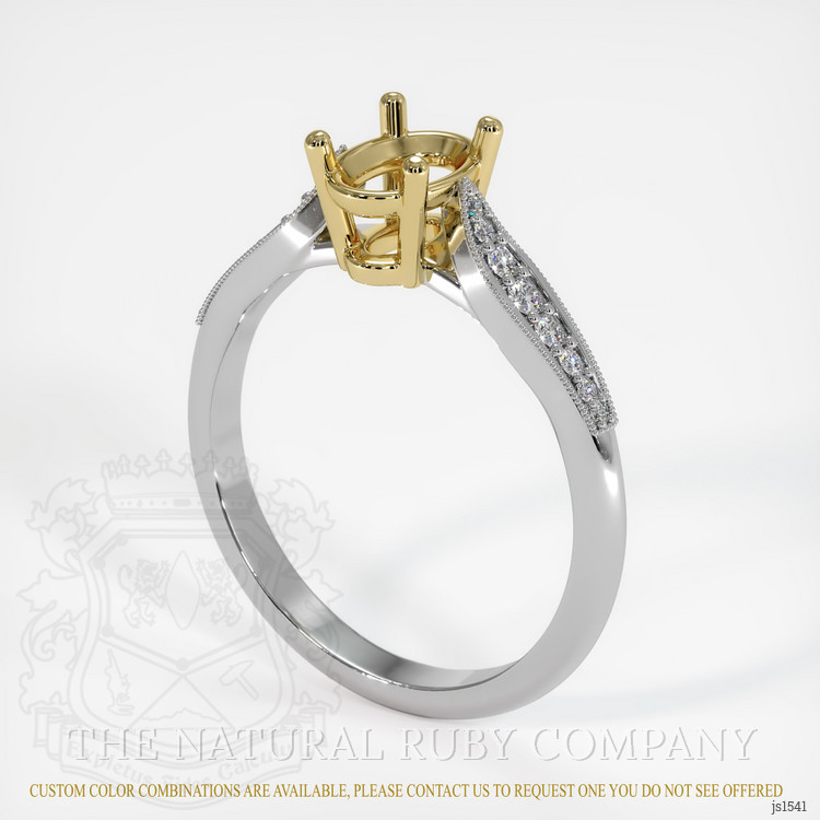 14K Yellow & White Pave Ring Setting