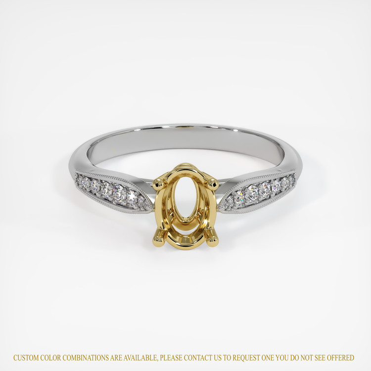 14K Yellow & White Pave Ring Setting