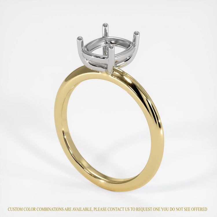 14K White & Yellow Solitaire Ring Setting