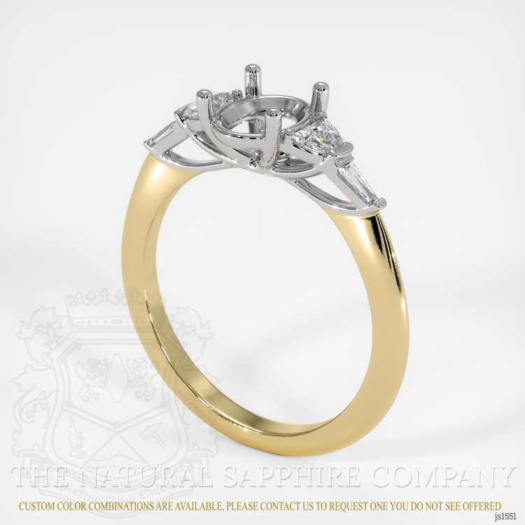 14K White & Yellow Accent Stones Ring Setting