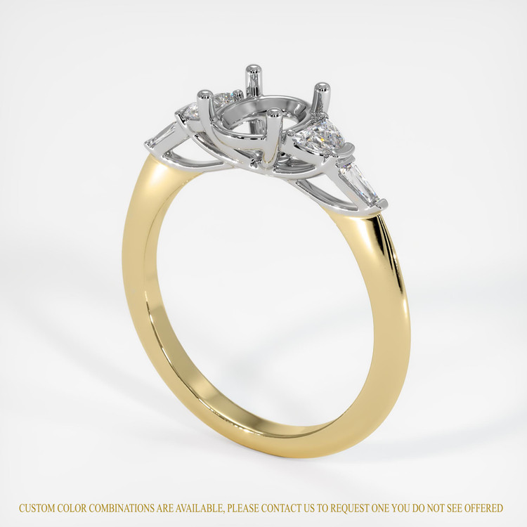 14K White & Yellow Accent Stones Ring Setting