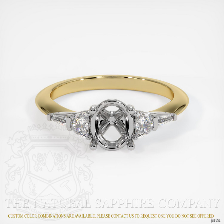 14K White & Yellow Accent Stones Ring Setting