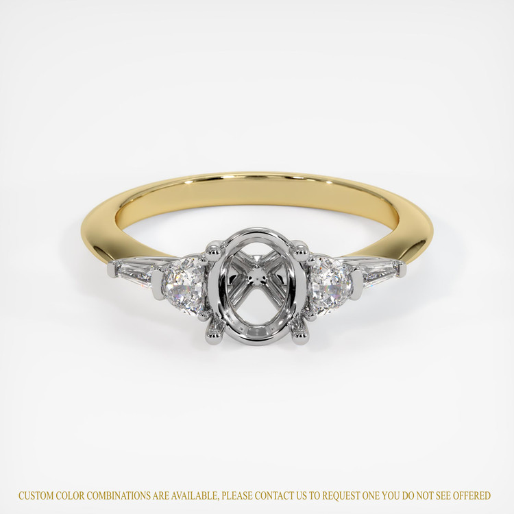 14K White & Yellow Accent Stones Ring Setting