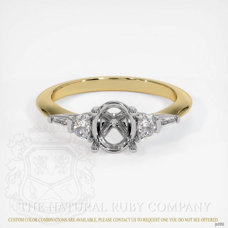 14K White & Yellow Accent Stones Ring Setting