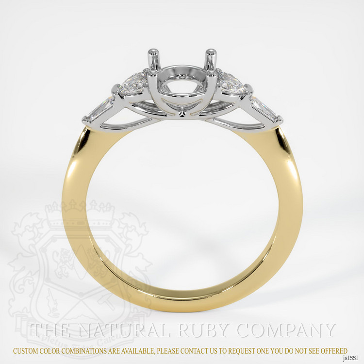14K White & Yellow Accent Stones Ring Setting