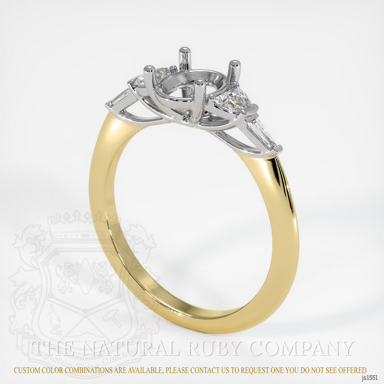 18K White & Yellow Accent Stones Ring Setting