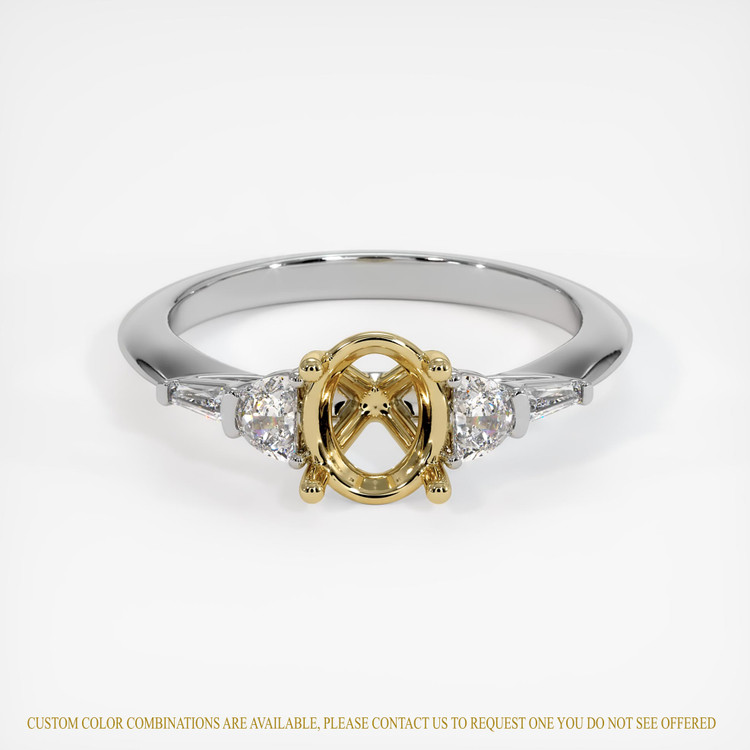 14K Yellow & White Accent Stones Ring Setting