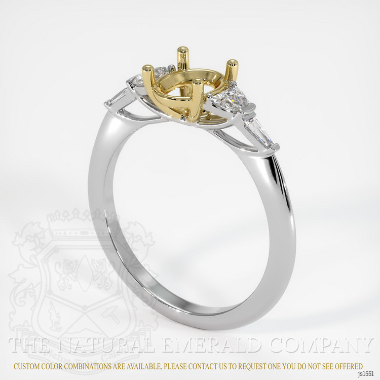 18K Yellow & White Accent Stones Ring Setting