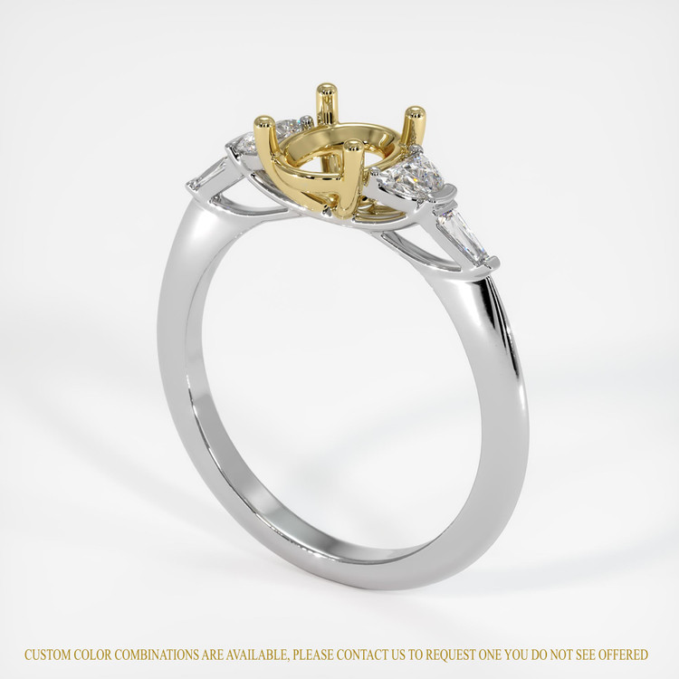 18K Yellow & White Accent Stones Ring Setting