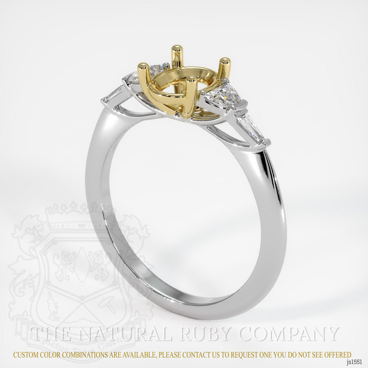 18K Yellow & White Accent Stones Ring Setting