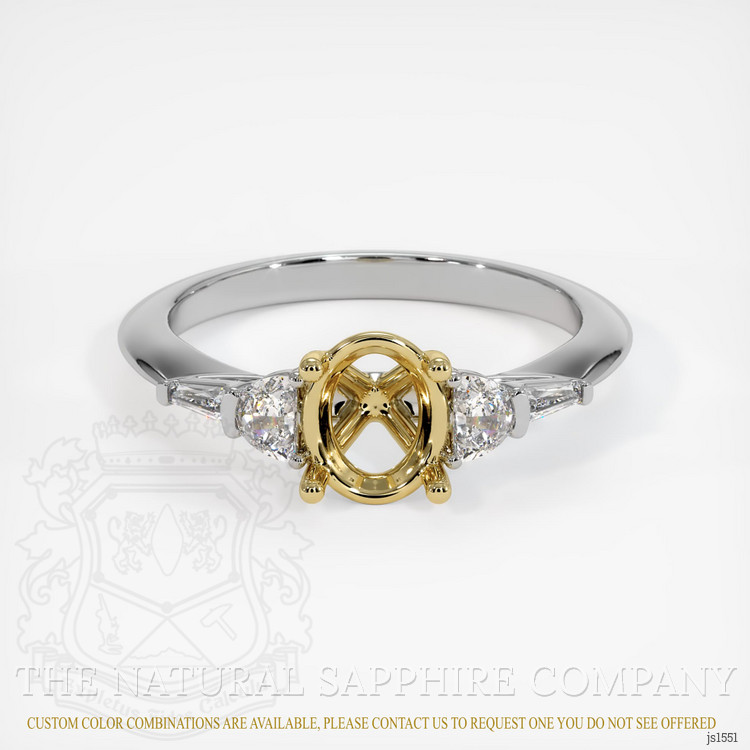 18K Yellow & White Accent Stones Ring Setting