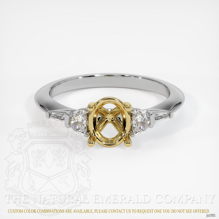 18K Yellow & White Accent Stones Ring Setting