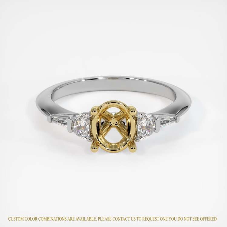 18K Yellow & White Accent Stones Ring Setting