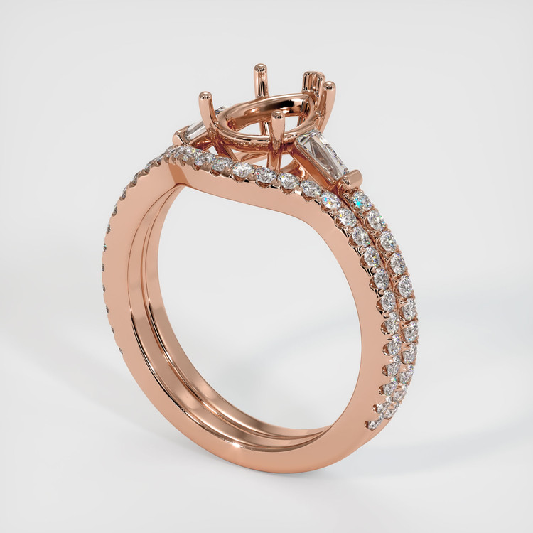 14K Rose Gold Three Stone Ring Setting