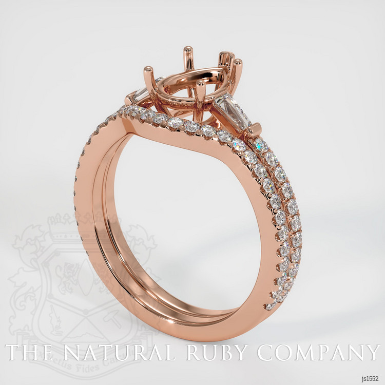 14K Rose Gold Three Stone Ring Setting