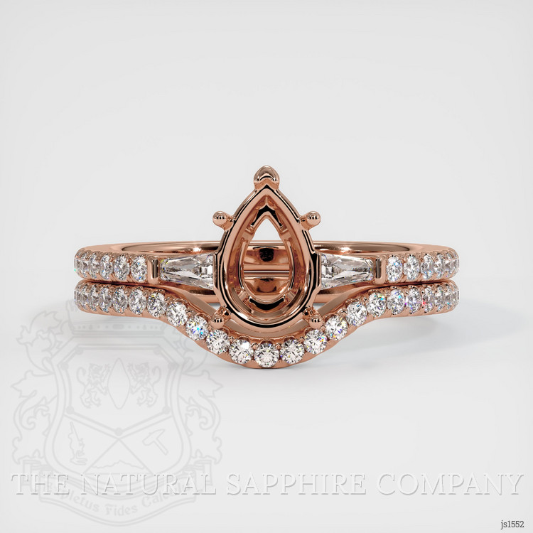 14K Rose Gold Three Stone Ring Setting