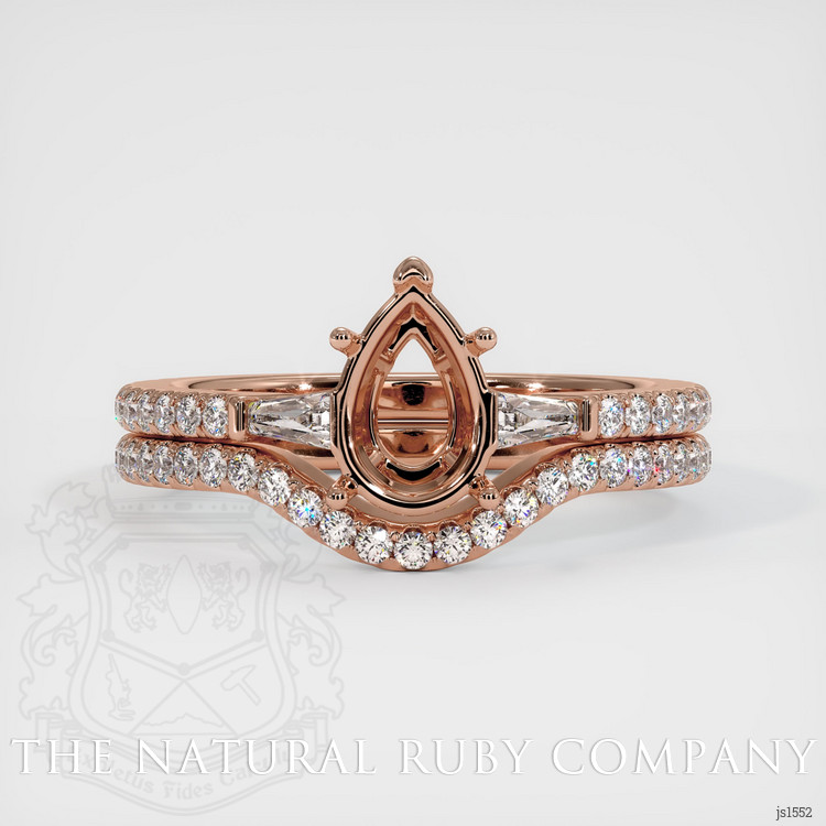 14K Rose Gold Three Stone Ring Setting