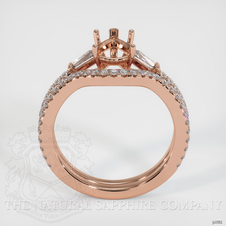 14K Rose Gold Three Stone Ring Setting