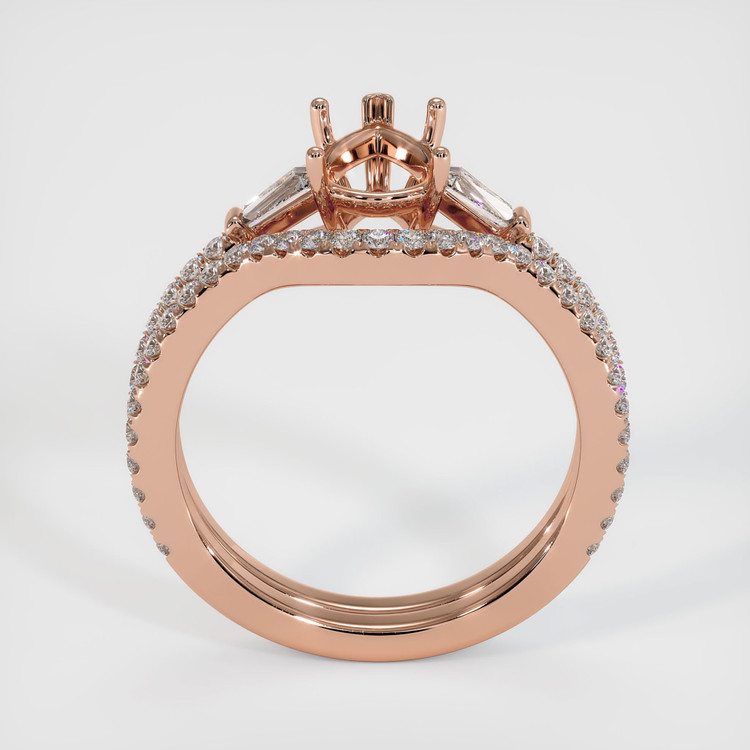 14K Rose Gold Three Stone Ring Setting