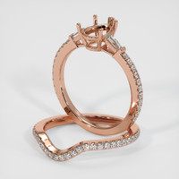 14K Rose Gold Three Stone Ring Setting Image