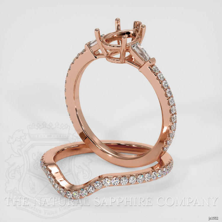 14K Rose Gold Three Stone Ring Setting