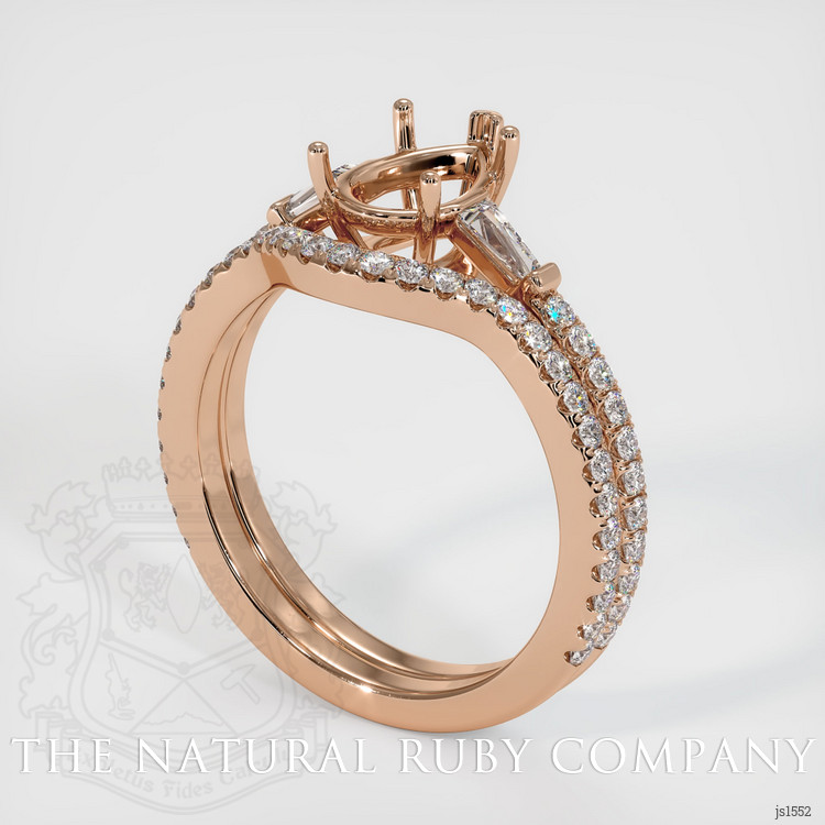 18K Rose Gold Three Stone Ring Setting