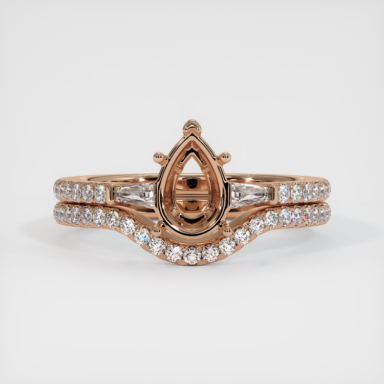 18K Rose Gold Three Stone Ring Setting
