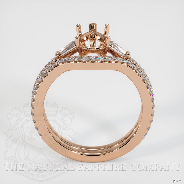 18K Rose Gold Three Stone Ring Setting