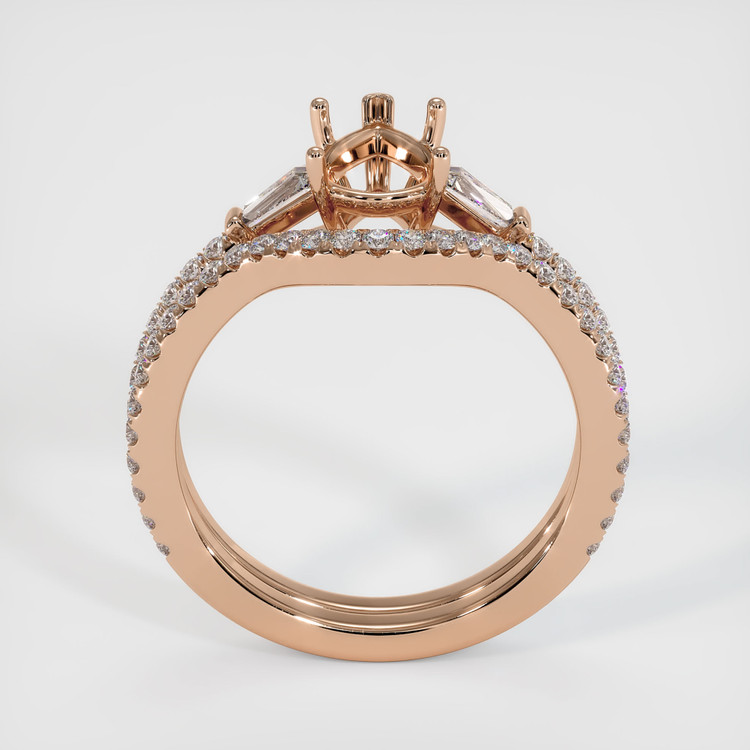 18K Rose Gold Three Stone Ring Setting