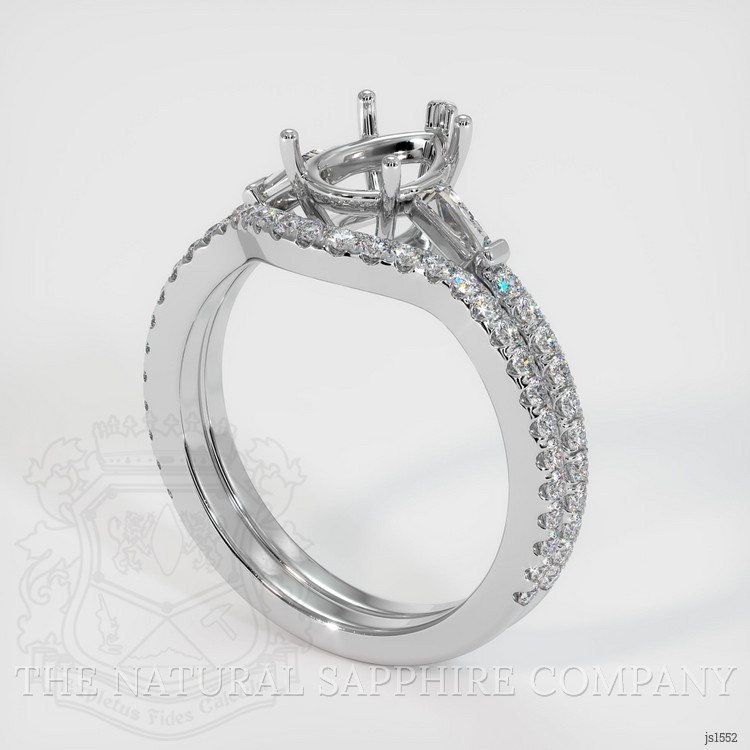 Three Stone Peach Sapphire Ring 1.79 Ct., 14K White Gold