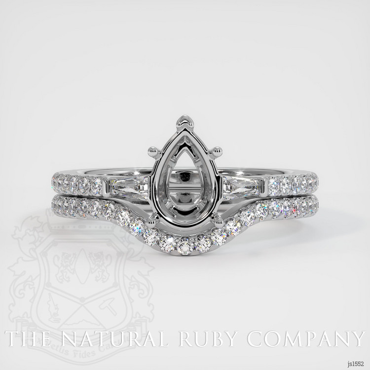 14K White Gold Three Stone Ring Setting