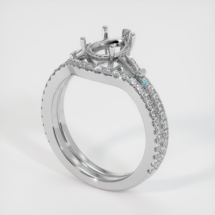 18K White Gold Three Stone Ring Setting