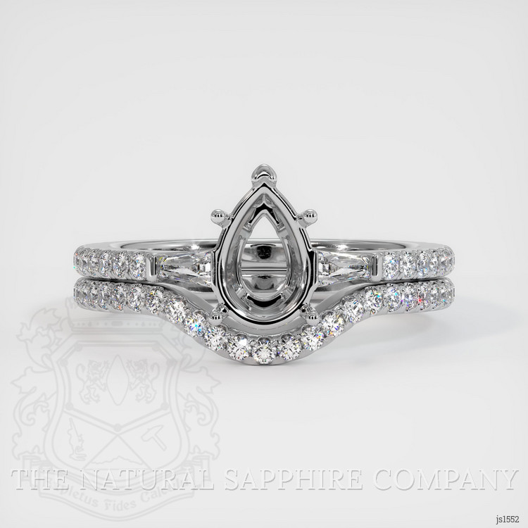 18K White Gold Three Stone Ring Setting