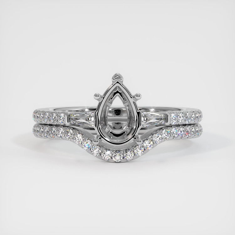 18K White Gold Three Stone Ring Setting