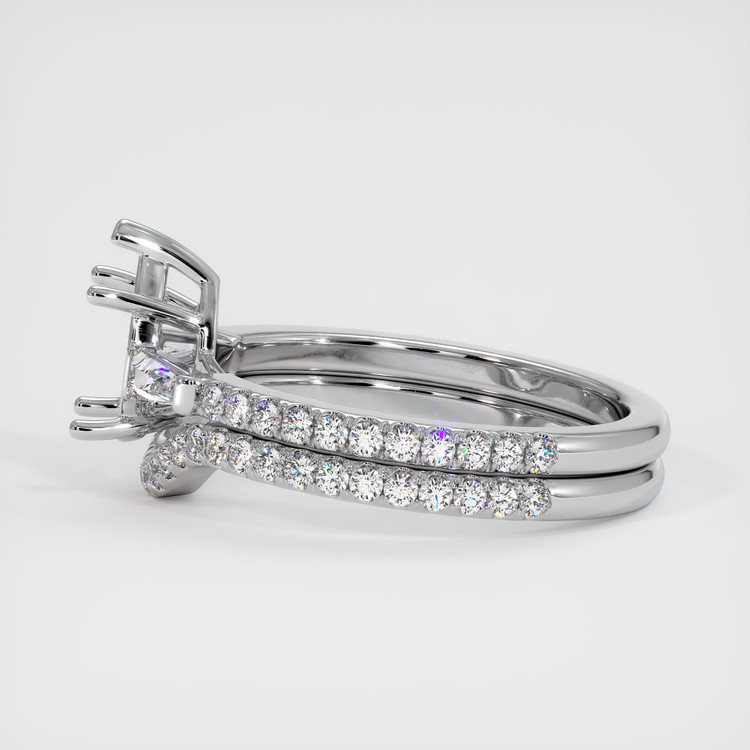 18K White Gold Three Stone Ring Setting