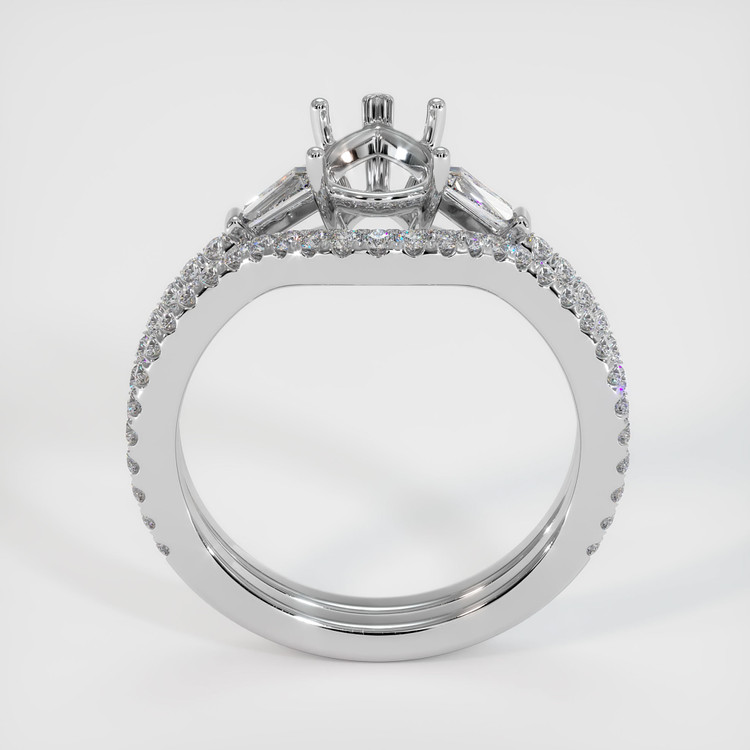 18K White Gold Three Stone Ring Setting
