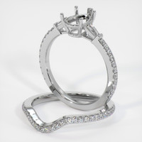 18K White Gold Three Stone Ring Setting Image