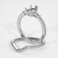 18K White Gold Three Stone Ring Setting Image